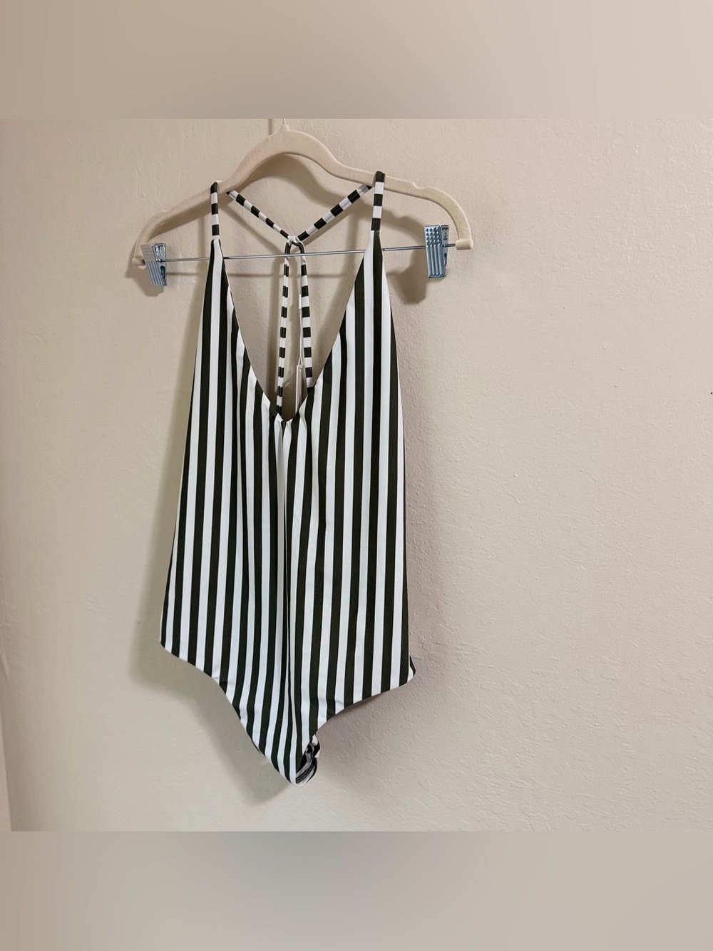 MIKOH Majorca One Piece Swimsuit NWT Large French Stripe Vetiver Olive Green - Picture 3 of 8